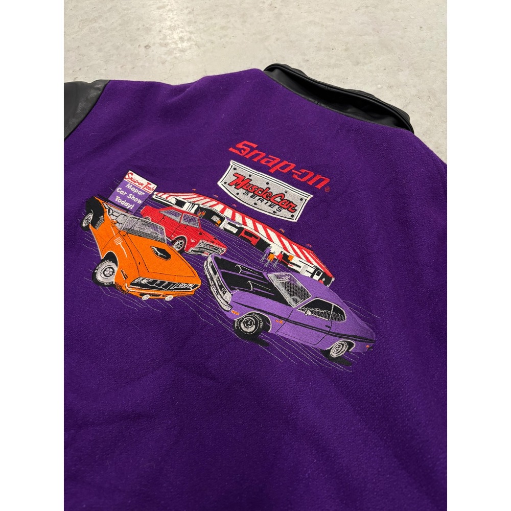 Vintage Choko Snap-on Mopar Muscle Car Series Varsity Jacket Purple Leather L - Picture 4 of 8